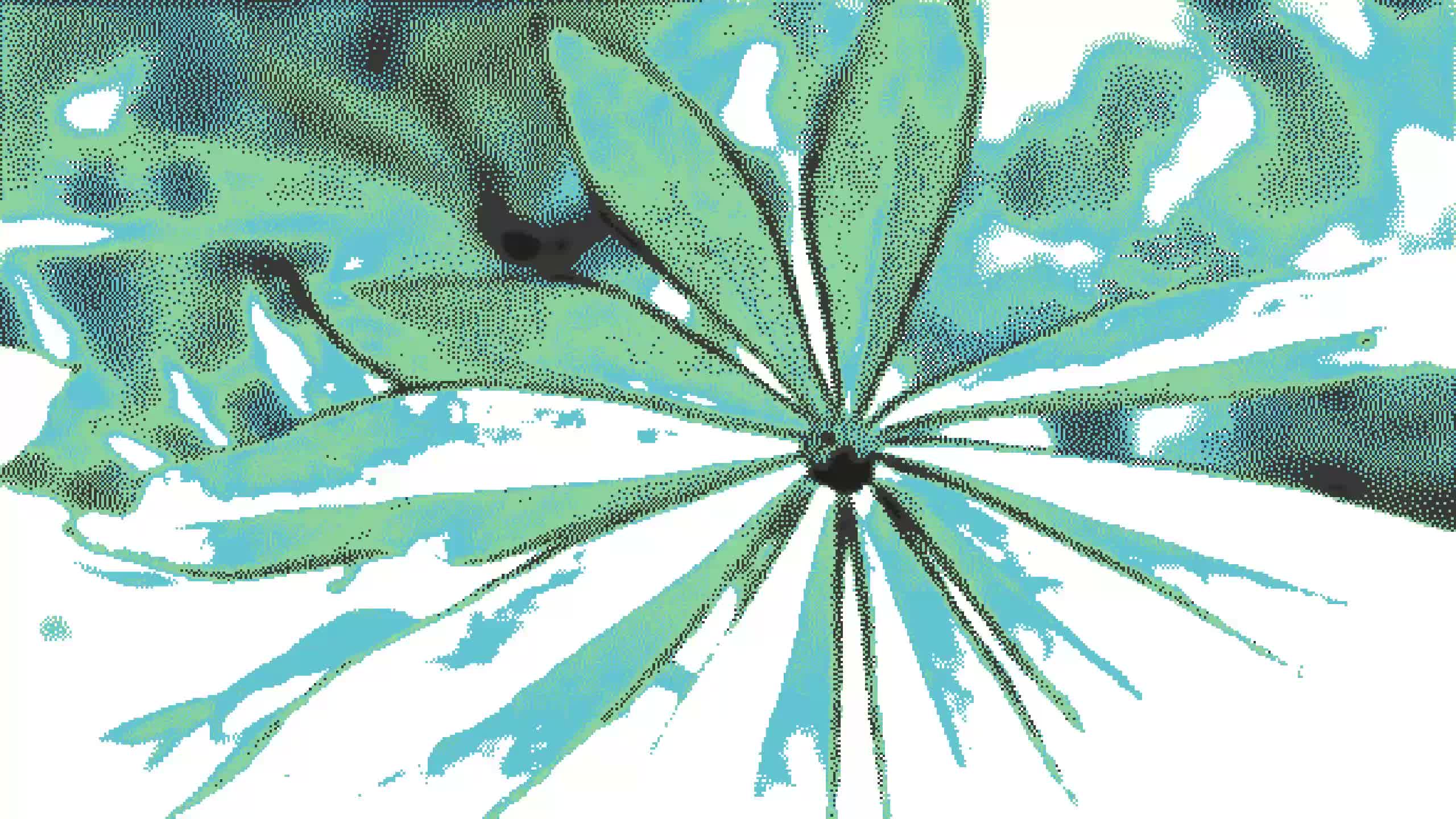 Dithered green and blue foliage.